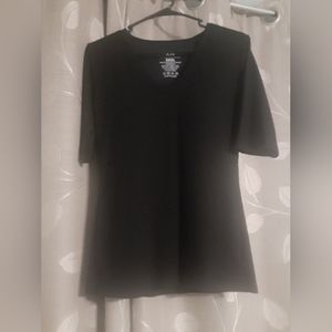 Klassy Network XXXL Black Half Sleeve Ribbed Scoop Neck Brami Top